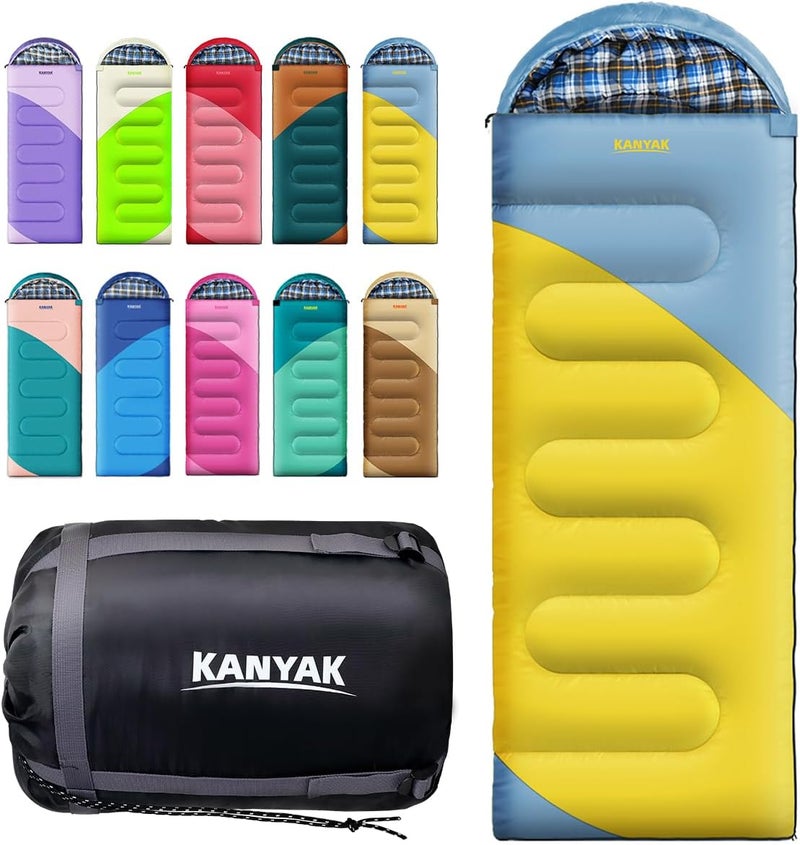 Kanyak Camping Sleeping Bag, 32℉ Sleeping Bags for Adults Kids Teens Cold Weather Warm Sleeping Bag Winter for 3-4 Season Camping, Camping Gear Equipment, Traveling, and Outdoors - Image 1